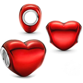 Sterling Silber 925 Metallic Rot Herz Perlen Armband Liebe