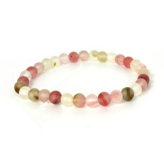 Turmalin Wassermelone mattes Armband elastischer Naturstein, Kugel 6 mm / 16 - 17 cm, Hüter der guten Laune