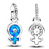 Charme Sterling Silber 925 Lady in blau, Armband Anhänger Symbol