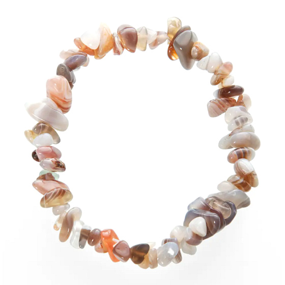 Achat Botswana Armband elastischer gehackter Naturstein 19 cm, bringt Erfolg im Leben