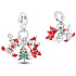 Charm Sterlingsilber 925 Rentier, Nikolaus und Baum 3-in-1, Anhänger für Armband Weihnachten