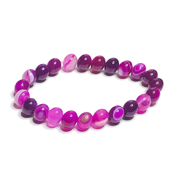 Achat rosa Spitzenarmband elastisch Naturstein, Kugel 8 mm / 16 - 17 cm