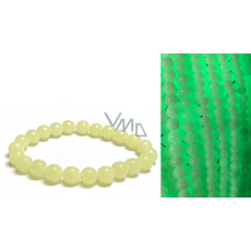 Jade Luminois Light Phosphoreszierend, gelbes Leuchten im Dunkeln, Armband elastisch Naturstein, Perle 8 mm / 16 - 17 cm