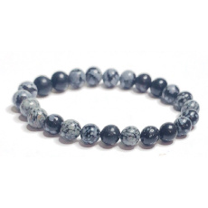 Obsidianflake Armband elastisch Naturstein, Perle 8 mm / 16-17 cm, Rettungsstein