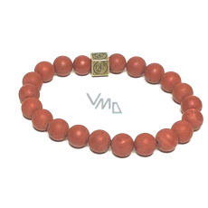 Jaspis rot matt mit königlichem Mantra Ohm-Armband elastischer Naturstein, Kugel 8 mm / 16-17 cm, Vollpflegestein Jaspis rot matt mit königlichem Mantra Ohm-Armband elastischer Naturstein, Kugel 8 mm / 16-17 cm, Vollpflegestein