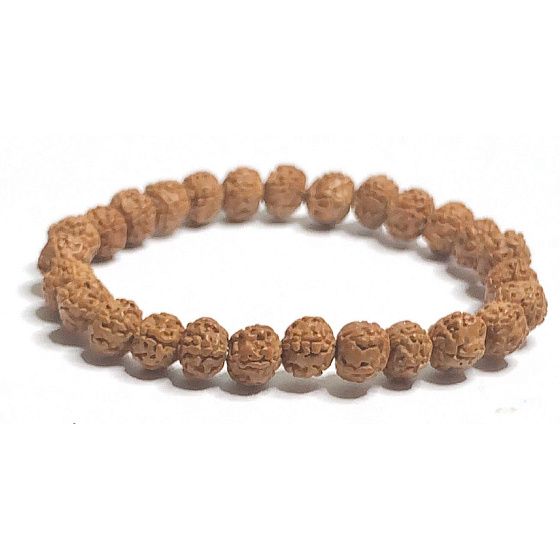 Rudraksha natürliche Samen elastisches Armband, Kugel 8 mm / 16-17 cm
