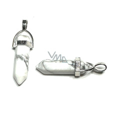 Magnesit / Howlit weiß Pendel Sechseck Anhänger Naturstein 41 x 13 mm, Reinigung Stein Magnesit / Howlit weiß Pendel Sechseck Anhänger Naturstein 41 x 13 mm, Reinigung Stein