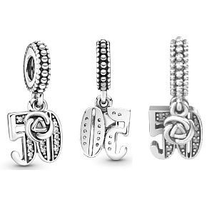 Charme Sterling Silber 925 50 Jahre Liebe, 2in1 Jahrestag Armband Anhänger