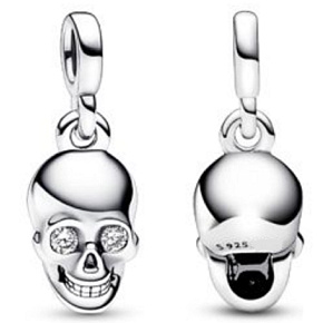 Charms Sterling Silber 925 Totenkopf - Mini Medaillon, Halloween Armband Anhänger Charms Sterling Silber 925 Totenkopf - Mini Medaillon, Halloween Armband Anhänger
