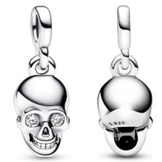 Charms Sterling Silber 925 Totenkopf - Mini Medaillon, Halloween Armband Anhänger