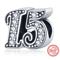 Charme Sterling Silber 925 15 Jahrestag, Perle auf Armband