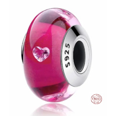 Charme Sterling Silber 925 Murano rosa mit Herz, Perle auf Armband Liebe