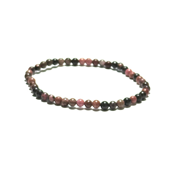 Rodonit dunkler elastischer Armband Naturstein, Kugel 4 mm / 19 cm, Stein der Vergebung