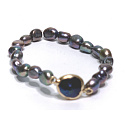 Perle schwarz mit Verzierung elastisches Armband natürlich, 7 - 8 mm / 16 - 17 cm, Symbol der Weiblichkeit, bringt Bewunderung