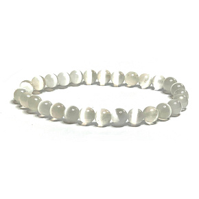 Selenit/Alabaster-Armband elastischer Naturstein, Kugel 6 mm / 16 - 17 cm, Engelsenergie Selenit/Alabaster-Armband elastischer Naturstein, Kugel 6 mm / 16 - 17 cm, Engelsenergie