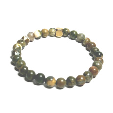 Ryolit Armband elastisch Naturstein, Kugel 6 mm / 16-17 cm, Stein der klaren Bewusstsein