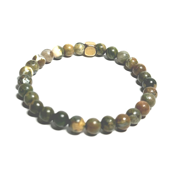 Ryolit Armband elastisch Naturstein, Kugel 6 mm / 16-17 cm, Stein der klaren Bewusstsein