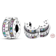 Charme Sterling Silber 925 Forever farbigen Zirkonia, Stopper, Clip Perle auf Liebe Armband