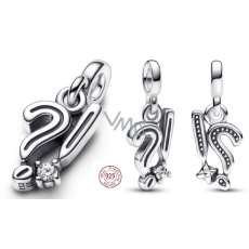 Charms Sterling Silber 925 Ausrufezeichen und Fragezeichen - Mini Medaillon, Armband Anhänger Charms Sterling Silber 925 Ausrufezeichen und Fragezeichen - Mini Medaillon, Armband Anhänger
