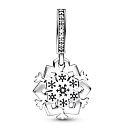 Sterling Silber 925 Schneeflocke mit Zirkonia 2in1, Weihnachtsarmband-Anhänger