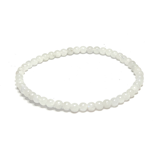 Mondstein weiß Armband elastisch Naturstein, Kugel 4 mm / 16-17 cm, Stein des Schicksals