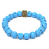 Lava hellblau mit königlichem Mantra Om, Armband elastisch Naturstein, Kugel 8 mm / 16-17 cm, geboren von den vier Elementen