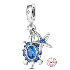 Charm Sterlingsilber 925 Meeresschildkröte, Seestern 2-in-1, Anhänger für Armband Meer Charm Sterlingsilber 925 Meeresschildkröte, Seestern 2-in-1, Anhänger für Armband Meer