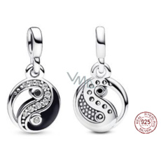 Charms Sterling Silber 925 Yin und Yang - Mini Medaillon Schimmernd, Anhänger Armband Symbol Charms Sterling Silber 925 Yin und Yang - Mini Medaillon Schimmernd, Anhänger Armband Symbol