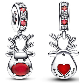 Sterling Silber 925 Red Nose Reindeer - Lass dein Licht leuchten, Weihnachts-Armband-Anhänger
