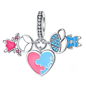 Charm Sterlingsilber 925 Junge und Mädchen Liebespaar 3-in-1, Anhänger für Armband Liebe