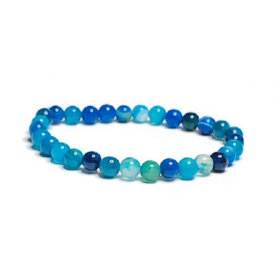 Achat blau See Armband elastisch Naturstein, Kugel 6 mm / 16 - 17 cm