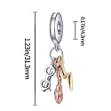 Sterling Silber 925 Harry Potter - Brille, Nimbus 2000 und Blitz, 3in1-Anhänger-Armband