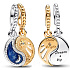 Charms Sterling Silber 925 Yin & Yang, Sonne und Mond teilbar Anhänger am Armband, Symbol