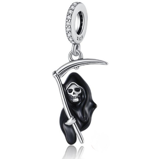 Charms Sterling Silber 925 Tod mit Sense, Halloween Armband Anhänger