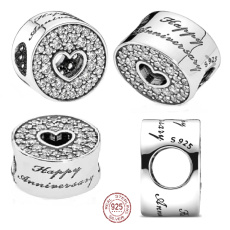 Charme Sterling Silber 925 Happy Anniversary, Stopper, Clip Perle für Armband