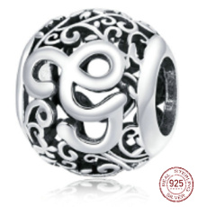 Sterling Silber 925 Magic Alphabet Buchstabe G mit Blumen, Perle für Armband
