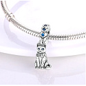 Charms Sterling Silber 925 Katze mit schönen blauen Augen, Tierarmband Anhänger