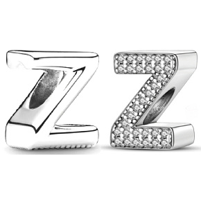 Sterling Silber 925 Alphabet Buchstabe Z, Perle für Armband