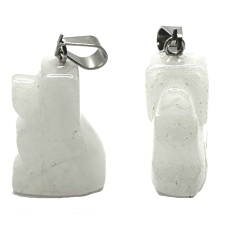 Quarz Hund Anhänger Naturstein, handgeschliffene Figur 1,8 x 2,5 x 8 mm, der perfekte Heiler