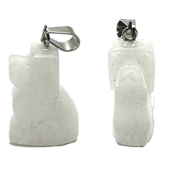 Quarz Hund Anhänger Naturstein, handgeschliffene Figur 1,8 x 2,5 x 8 mm, der perfekte Heiler