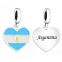 Charm Sterlingsilber 925 Argentinische Flagge Herz - Ich liebe Argentinien, Anhänger für Armband Reisen
