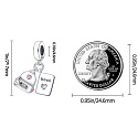 Sterling Silber 925 Buch, Aktentasche und Smiley, 2in1-Anhänger für Armband Interessen
