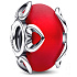 Charme Sterling Silber 925 Mattes rotes Herz mit Murano-Herzen, Liebesperle am Armband