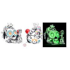 Charms Sterling Silber 925 Disney Pixar Coco Miguel & Dante Totenkopf leuchten im Dunkeln, Leuchtperlen Armband, Halloween