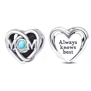 Charme Sterling Silber 925 Openwork Charme für Mama und Herz, Perle auf Armband Familie