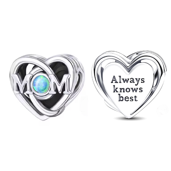 Charme Sterling Silber 925 Openwork Charme für Mama und Herz, Perle auf Armband Familie