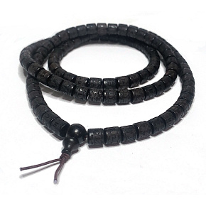 180 Mala-Halskette Ebenholz natürliche tibetisch-buddhistische Gebetsmühle, sechs Zeichen Mantra-Perlen, 8 mm x 8 mm