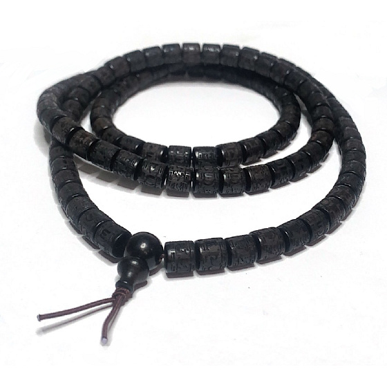 180 Mala-Halskette Ebenholz natürliche tibetisch-buddhistische Gebetsmühle, sechs Zeichen Mantra-Perlen, 8 mm x 8 mm