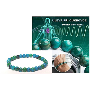 Chrysokoll gegen Diabetes, elastisches Armband, Kugel 6 mm / 16 - 17 cm, König Salomon Stein
