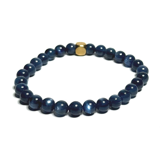 Kyanit blau Armband elastisch Naturstein, Kugel 6 mm / 16-17 cm, Stein Link